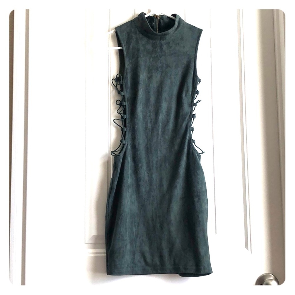 Suede green dress